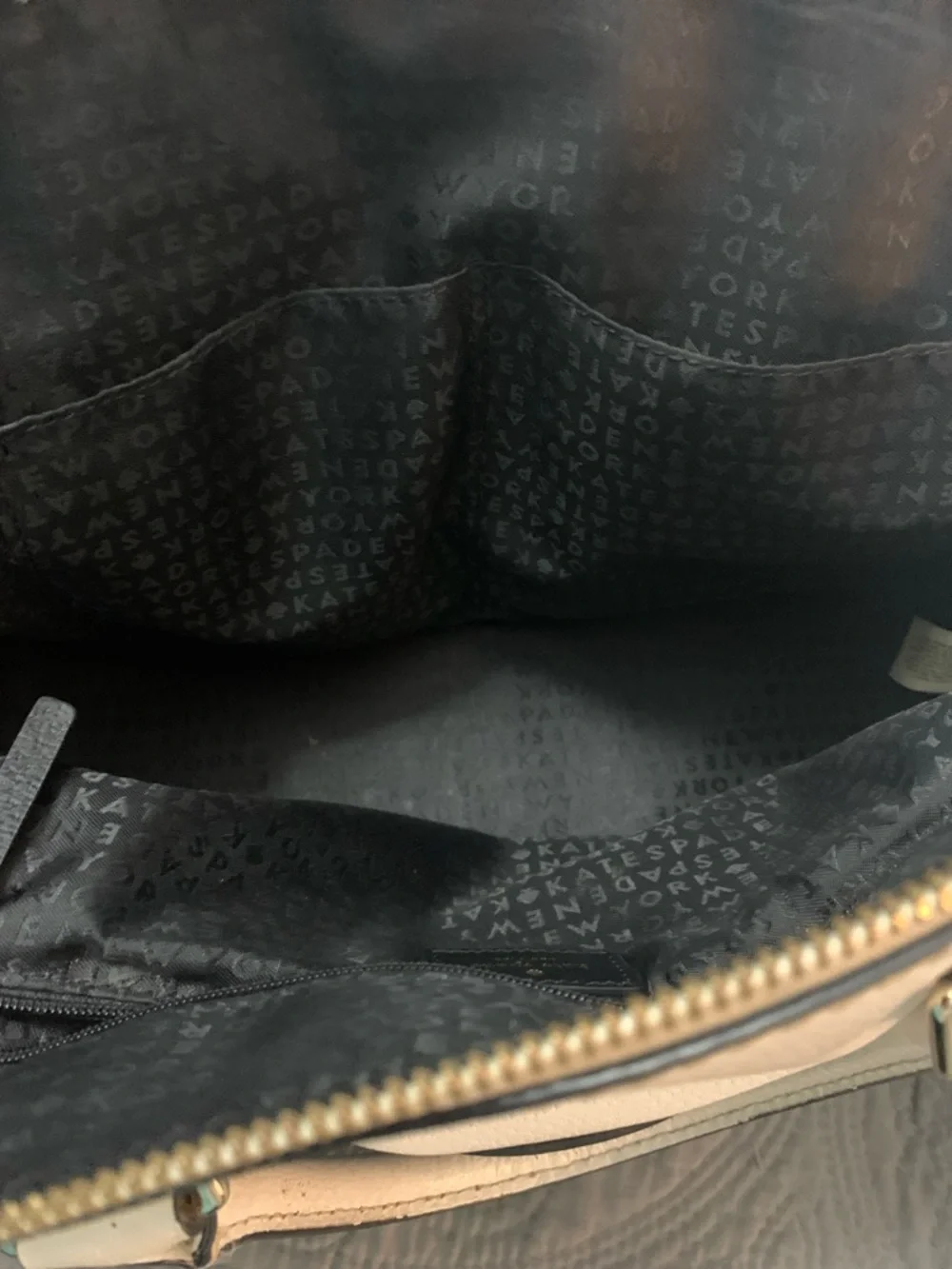 Kate Spade Cream and Black Two-Tone Soft Handbag